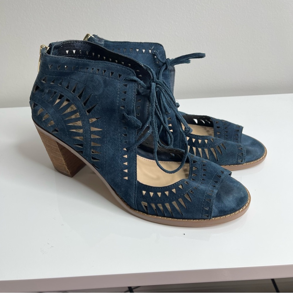 Vince Camuto Women's Blue Suede Heeled Sandals Size 9